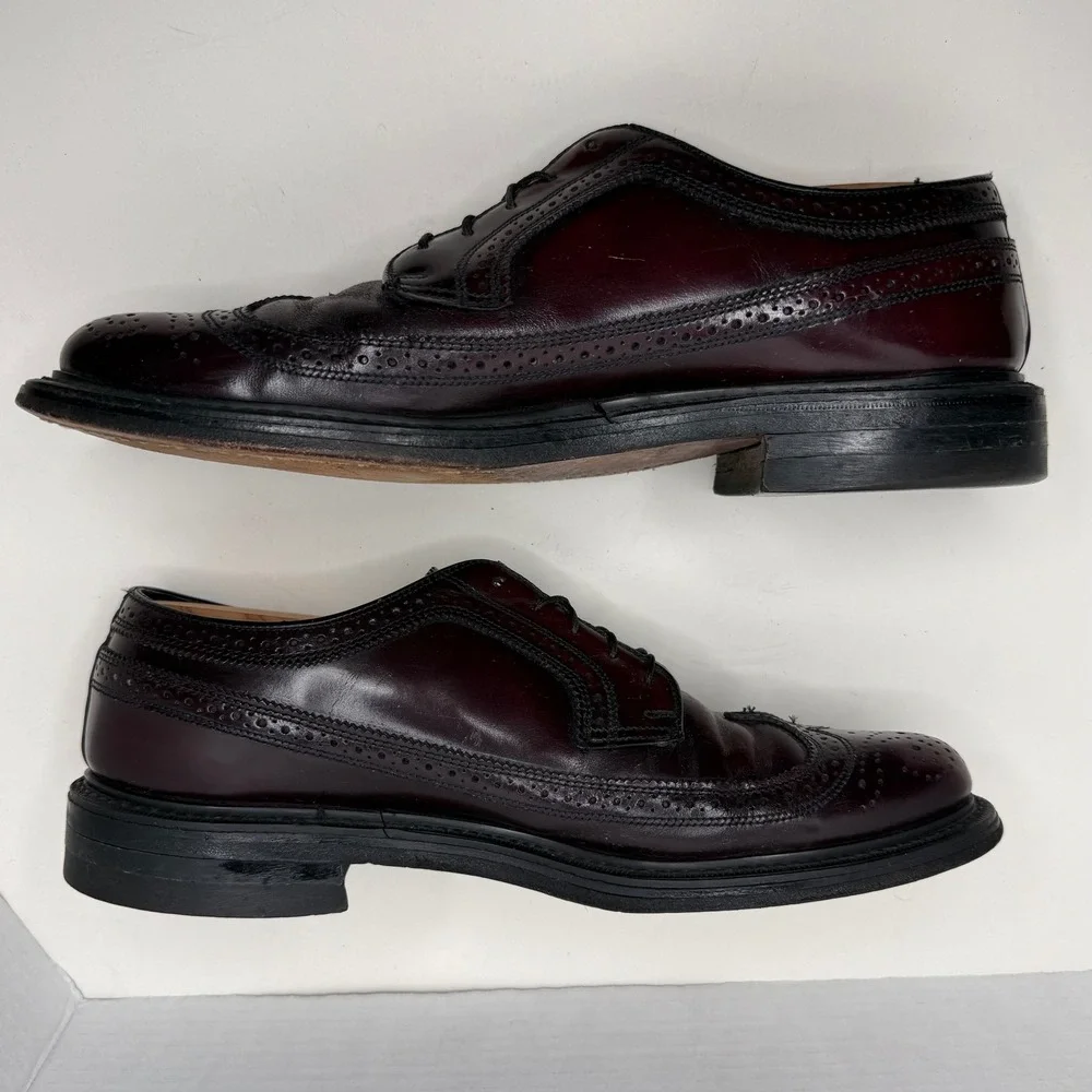 Biltrite Imperial Longwing Derby Mens 10 D Burgundy Leather Brogue Wingtip USA